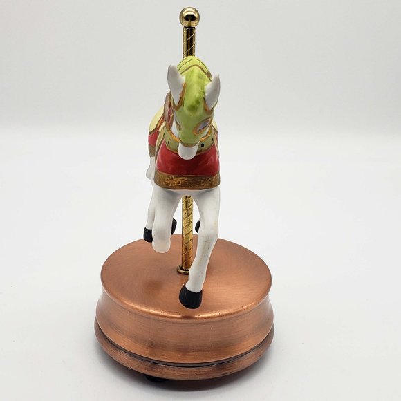 Aldon Hand Painted Porcelain Music box Carousel Ho - Picture 2 of 3